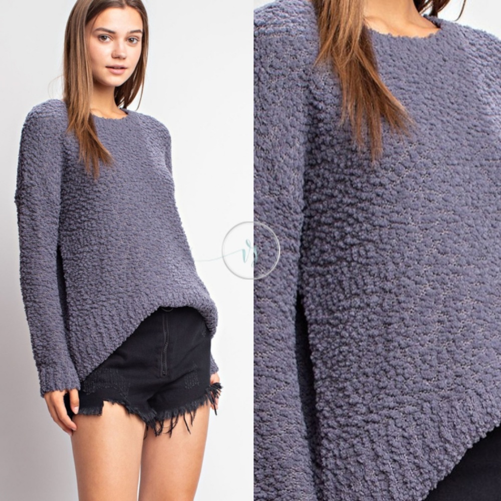 Blue Grey Popcorn Sweater